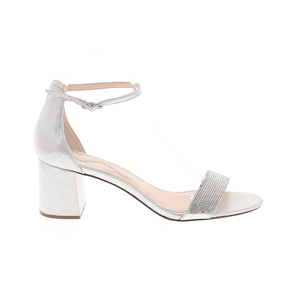 Nina Elegant Silver Block Heel Sandals